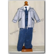 Βαπτιστικο κουστουμακι μπλε με γκρι